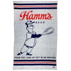 Faribault Mill Hamm's Beer Baseball Bear Wool Throw