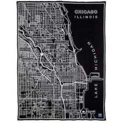 Faribault Mill Chicago Map Wool Throw