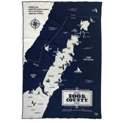 Faribault Mill Door County Map Wool Throw