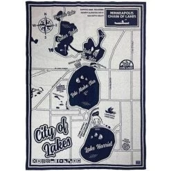 Faribault Mill Minneapolis Chain Of Lakes Map Throw