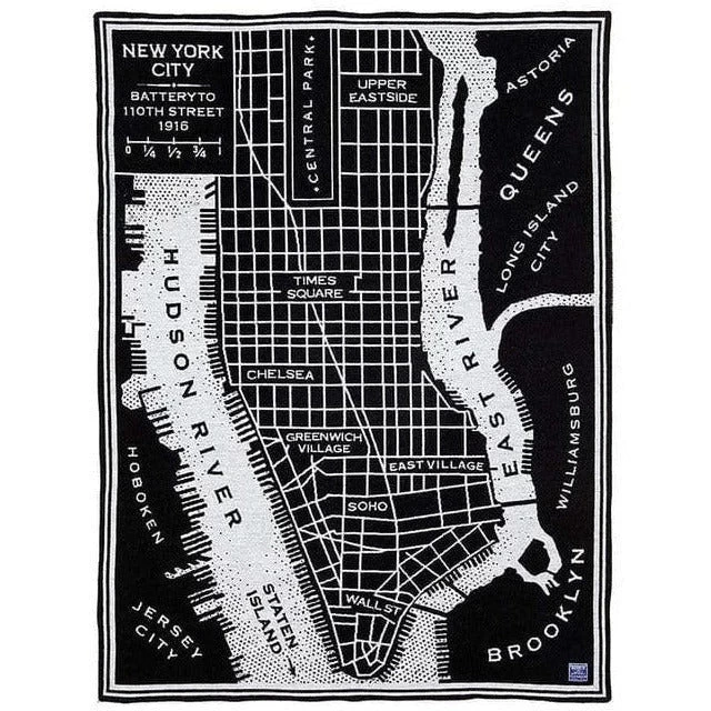 Faribault Mill New York City Map Wool Throw