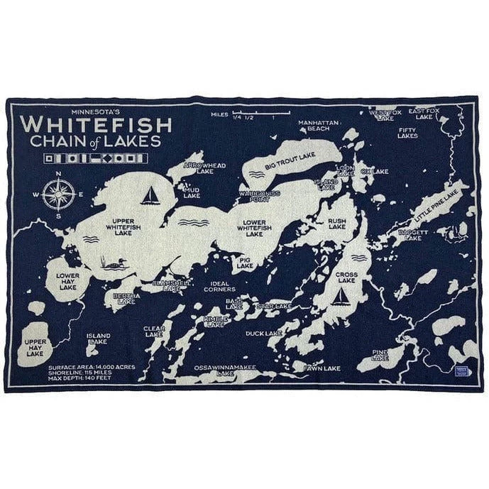 Faribault Mill Whitefish Chain Of Lakes Map Throw